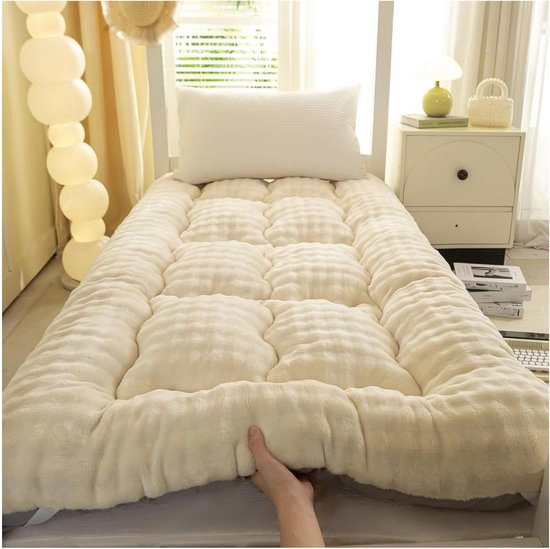 Japanse Vloermatras - Opvouwbare futon - Comfortabel slapen - Dikke 8cm vulling - 60x120cm - Wit