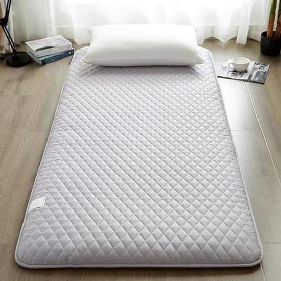 Japanse vloermatras - Opvouwbare futon - Comfortabel slapen - Dikke ondersteuning - 90 x 200 cm - Grijs
