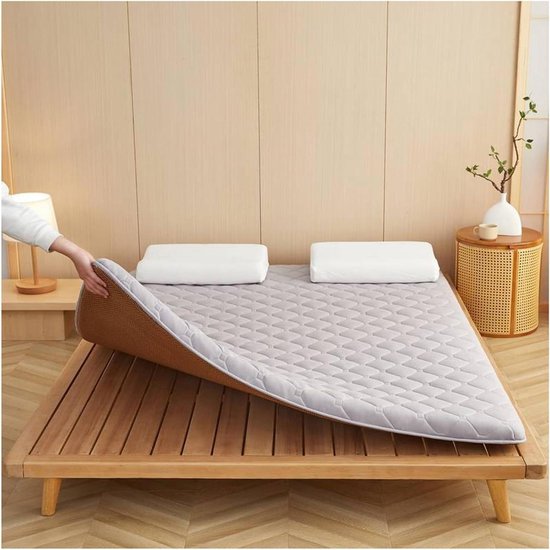Japanse Vloermatras - Opvouwbare Futon Mat - Ruimte Besparen - Verdikt Ontwerp - 80x190 cm - Grijs