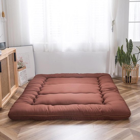 Japanse Vloermatras - Opvouwbare Matras - Comfortabel Slapen - Extra Dik Met Geheugenschuim - 90x190cm - Koffie
