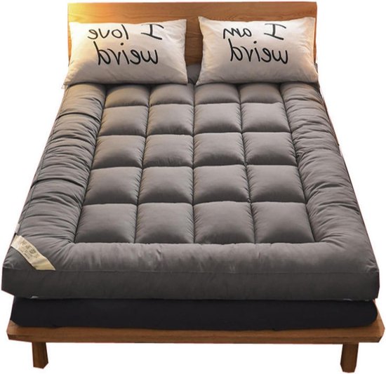 Japanse Vloermatras - Opvouwbare Matras Futon - Comfortabel Slapen - Ergonomisch Ontwerp - 90 x 200 cm - Grijs