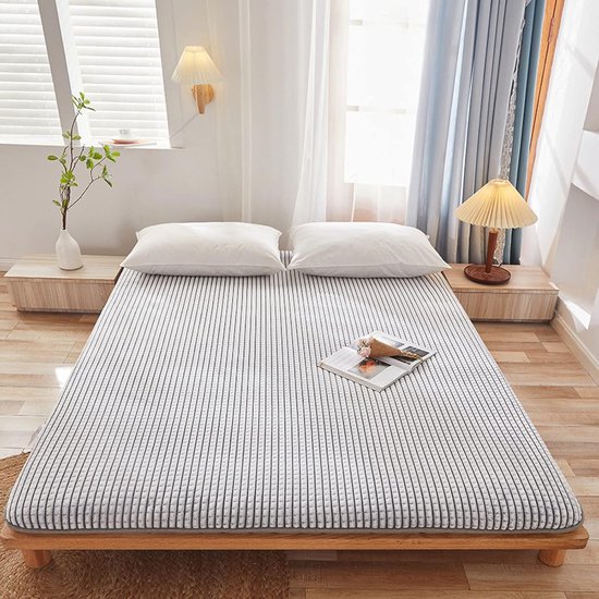 Japanse Vloermatras - Studentenmatras Futon - Compact Slapen - Opvouwbaar Ontwerp - 180x200cm - Grijs