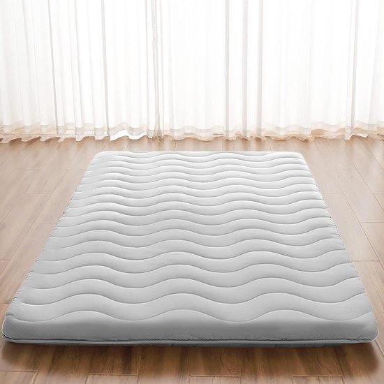 Japanse Vloermatras - Tatami Mat Slaapmat - Comfortabele Slaap - Hoge Dichtheid Schuim - 10 cm Dik - Grijs van Merkloos