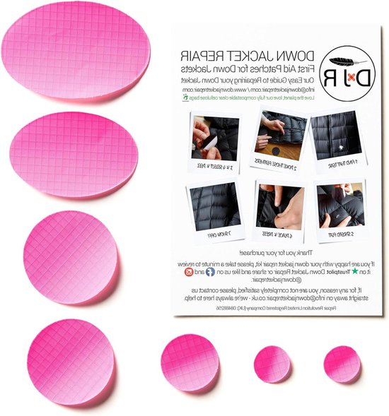 Jas Reparatie Patches - Zelfklevend Nylon - Donsjack Herstel - Waterdichte Lijm - 7 Maten Set - Roze van Merkloos
