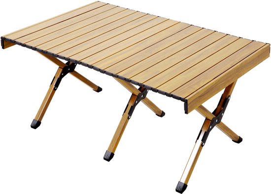 Jawinio tuintafel opvouwbaar - opvouwbare tafel draagbaar aluminium houtlook van Merkloos