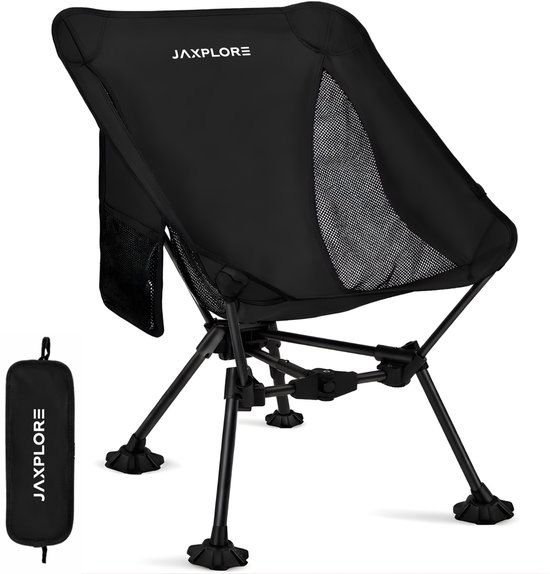 Jaxplore Campingstoel Opvouwbaar - Vouwstoel voor Strand en Camping - Aluminium - Visstoel - Kampeerstoel - 150kg Draagvermogen - Zwart van Merkloos