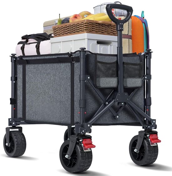 JCP® Bolderkar - 120L Capaciteit - Bolderkar Opvouwbaar - Opvouwbare Bolderkar - Grijs - 44cm x 19cm x 34cm
