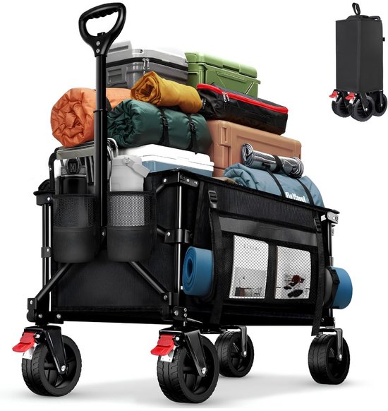 JCP® Bolderkar - 130L Capaciteit - Bolderkar Opvouwbaar - Opvouwbare Bolderkar - Zwart - 76cm x 42cm x 32cm van Jcp