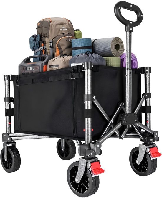 JCP® Bolderkar - 70L Capaciteit - Bolderkar Opvouwbaar - Opvouwbare Bolderkar - Zwart - 31cm x 57cm x 93cm