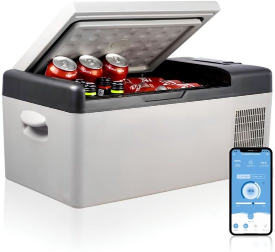 JCP® Koelbox - 15 Litres - Koelbox 12v 220v - Koelbox Elektrisch - Grijs - 32cm x 60cm x 26cm van Jcp