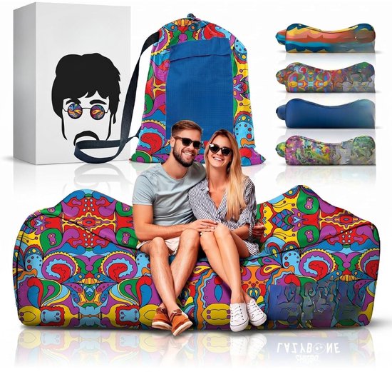 JCP® Opblaasbank - Opblaasbare Zetel - Opblaasbare Zitzakstoel - Veelkleurig - 35cm x 22cm x 14cm