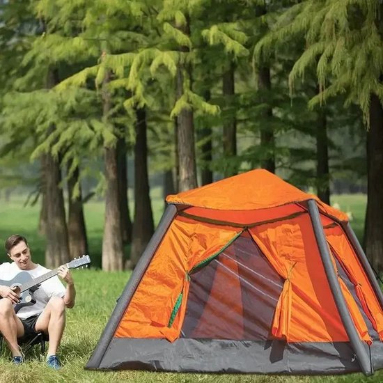 Jeghi® Oplaasbare Tent - Regenbestendig - Outdoor - 4 personen - Easy Setup - Zonneschuilplaats - Survival - 210x195x140cm - Oranje van Jeghi®