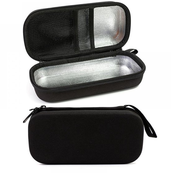 JeiibrZui Geïsoleerde Koeltas Voor Diabetes - Harde EVA Diabetestas - Waterdichte Oxford Stof Lekvrije Lunchtas - 1 Stuk - Zwart van Merkloos