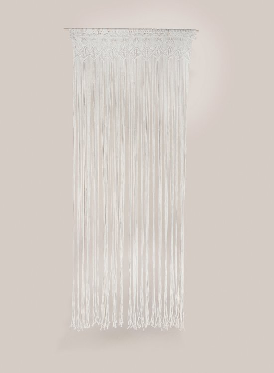 Jekra Vliegengordijnen - macramé - vliegengordijn - deurgordijn - katoen beige - 90x200 cm van Merkloos