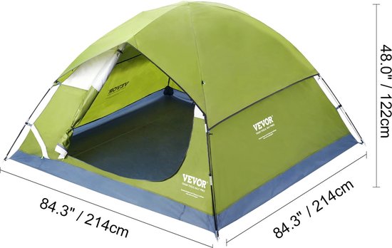 Jemaison® - Tent - 6 personen - Waterdicht - Bestand tegen zwaar weer - Lichtgewicht - e-poort - Tenten - Festival - Kamperen&outdoor - Groen - 214x214cm van Merkloos