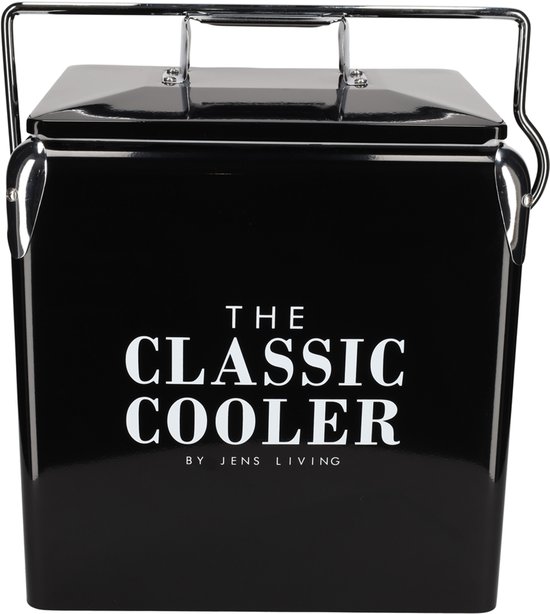 JENS Living Retro Koelbox Zwart 13L – Luxe Stijlvolle IJzeren Koelbox met Flessenopener van Merkloos