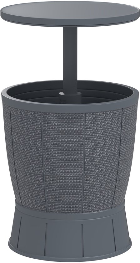 Jensaro Koelbox Tafel 42L - Verstelbare Bartafel Met Koelvak - Buiten Bijzettafel Met IJsemmer - Voor Tuin En Terras - Grijs