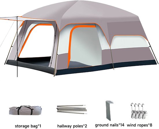 Jently kampeertent - tent - koepeltent - zon bestendig - zonnescherm - 2-4 pers - beige/roze