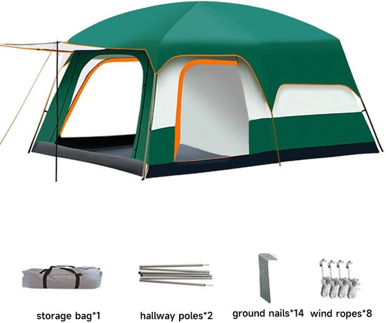Jently kampeertent - tent - koepeltent - zon bestendig - zonnescherm - 2-4 pers - groen