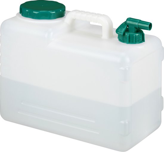 jerrycan met kraan - 15 liter - voor drinkwater - kunststof - BPA-vrij - handvat - camping - wit-groen van CampGuru