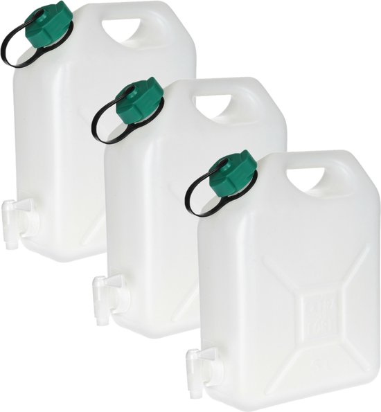 Jerrycan voor water - 3x - 5 liter - Kunststof - met kraantje en dop - Camping van AquaLight