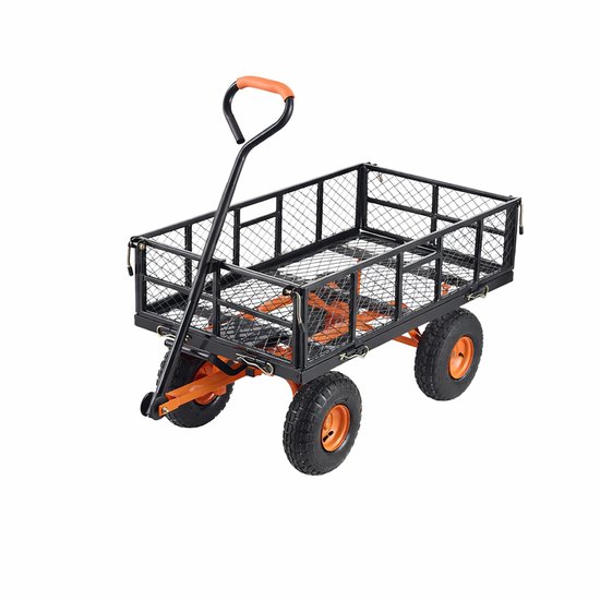 Jessi Store - Tuinkar - Bolderkar - Transportkar - Kantelfunctie - Verwijderbare Zijkanten - 400kg - 10 inch wielen - 187x53,5x52cm van Merkloos