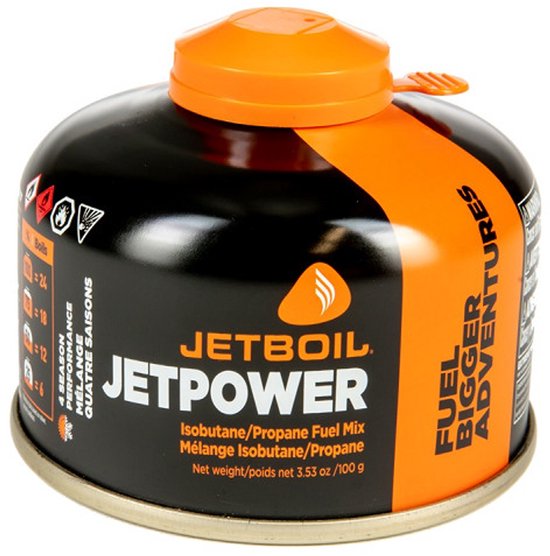 Jetboil Jetpower gascartridge 230g - bus - can - gasfles - voor kooktoestel - isobutaan - staal - kamperen - gasblik van Merkloos