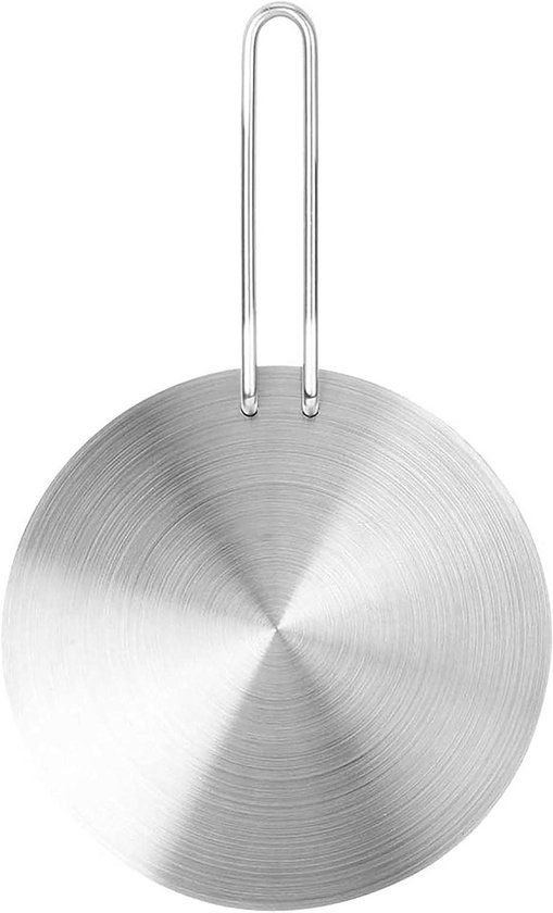 JGS Premium - Stainless Steel Warmteverdeler Inductiekookplaat Adapter Gas Elektrisch Warmteverspreider Verzwaarder Kookringplaat met Handvat - 94 Characters