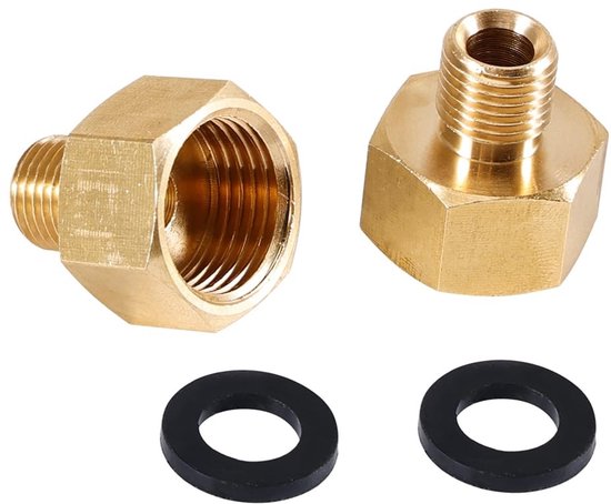 JHUBERS - Gasadapter - 2 stuks gasflesadapters - Koper - Gasslangadapter - Voor gasfornuis - Ideaal voor camping en koken