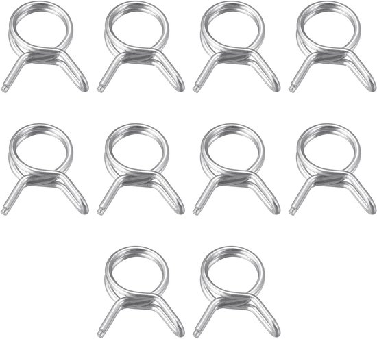 Jhubers Goods - Klem slang veer - 304 roestvrij staal - Dubbele draad - 10 stuks - 7 mm interne diameter - 7,8 mm - 8,2 mm buitenste diameter - Brandstofslang clips - Geschikt voor siliconen buis van JHubers Goods