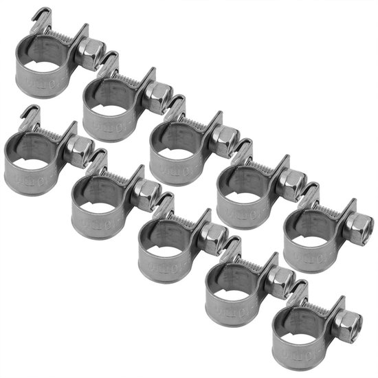 JHUBERS- Slangklemmen Set 10 Stuks 6-20 mm - Roestvrijstalen Slangklemmen - Slangklemmen Assortiment - Slangklem RVS - Slang Klemmen - Mini Slangklemmen - Slangenklem