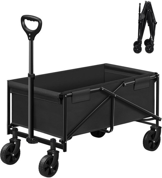Joholic - Bolderkar - Bolderkar opvouwbaar - Tuinwagen - Kamperen & Strand - 360° Draaibare Wielen - 80 kg Laadvermogen - Zwart van Merkloos