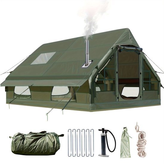 Joorly Opblaasbare tent - Pop up tent - Kampeertent - Oxford-stof - Kamperen - Windbestendigheid - 400x300x200cm - Voor 5 tot 8 personen - Groen