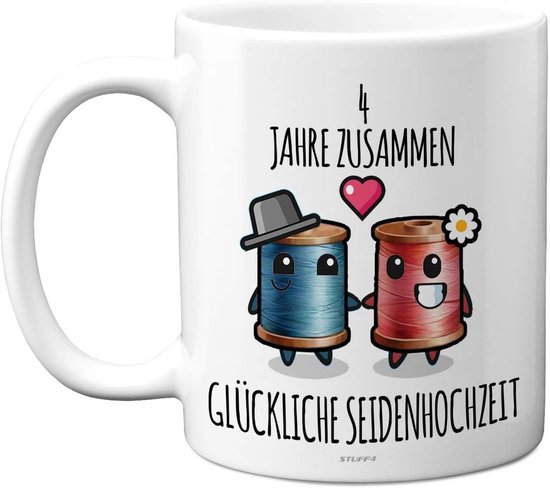 Jubileum Mok - Cadeau voor - Huwelijksdag Vieren - Keramiek Kwaliteit - 325 ml - Wit