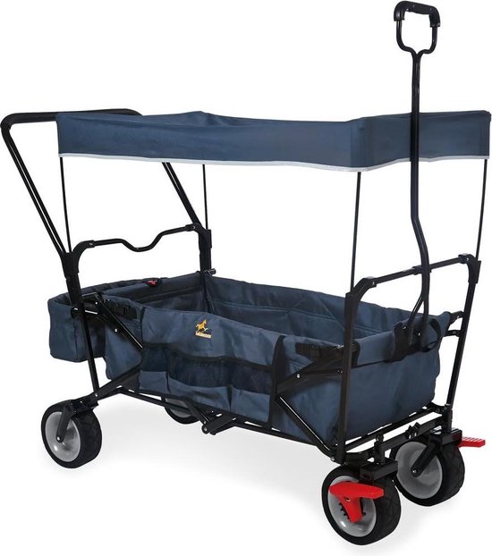 Jump vouwwagen Paxi Dlx Comfort met rem - zonnekap draagtas - comfortabele drukgreep - lading 70 kg - marineblauw van Eurotrail