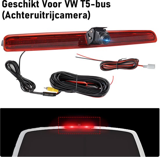 Junsun 140° Achteruitrijcamera geschikt voor VW T5 Multivan 2004-2009 met achteruitrijlichten - 8M - 720P