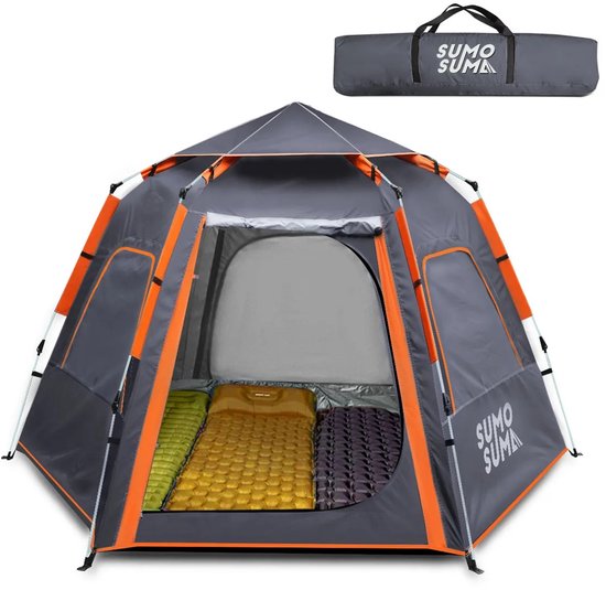 Jurrys pop up tent - Tent 3 tot 4 personen - Kampeertent - Simpel in gebruik - Vol automatisch - Regenbestendig - 228x265x155cm - Grijs