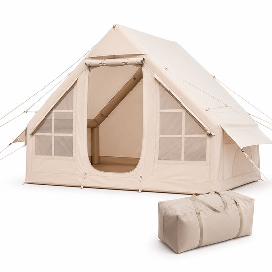 Jurrys Tent - kampeertent - Slaaptent - Outdoor tent - Recreatietent - Opblaasbaar - Lichtgewicht - 4 personen - Beige - 3x2x2 M