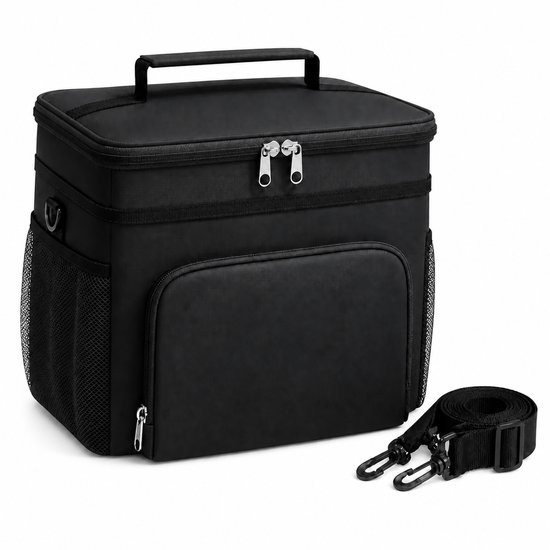 JustValue Koeltas met Schouderband - 9 Liter - 4 Vakken - Zwart van justvalue