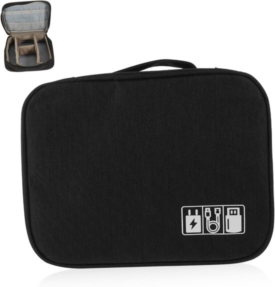 Kabel Organizer - Opbergtas Kabels - Reizen Elektroncia - Compact Ontwerp - 25 x 8.5 x 19.5 cm - Zwart