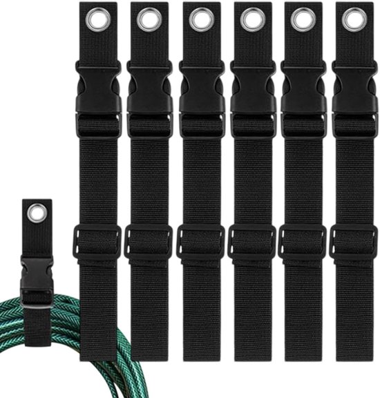 Kabel Organizer - Slang Hanger - Opruimen Werkplaats - Zes Verstelbare Riemen - 25x405 cm - Grijs