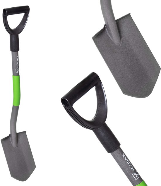 KADAX Tuinspade met metalen steel, robuuste tuinschep, spade met D-greep, kleine metalen tuinschep, tuingereedschap voor de tuin (groen-grijs) van KADAX