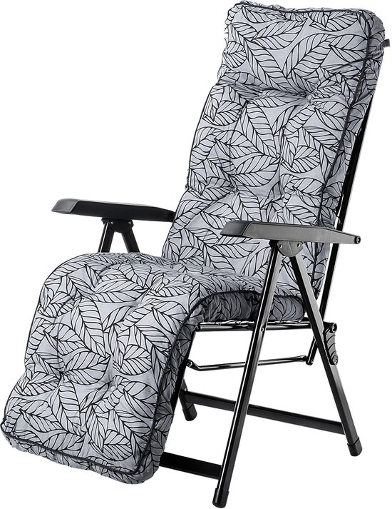 KADAX Tuinstoel met voetensteun, ligstoel met kussen, inklapbare zonnestoel, tuinligstoel met verstelbare rugleuning, tuinstoel, relaxstoel (grijs) van Merkloos