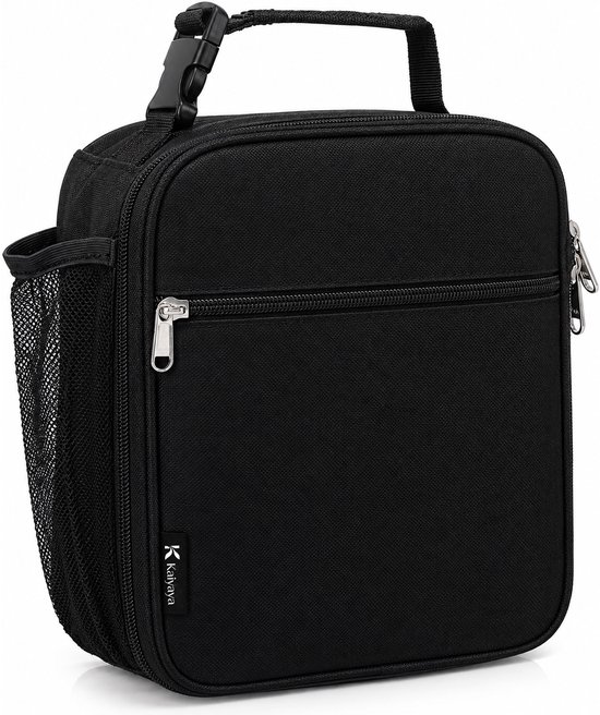Kaiyaya - 1 stuk koeltas - houdt eten en drinken koel - geïsoleerde lunchtas - met handvat - voor werk, school en picknick - zwart, polyester van kaiyaya