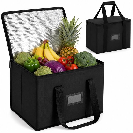 Kaiyaya - 1 Stuks Koeltas - Opvouwbaar Isolatietas - Lunchtas Picknicktas - Grote Koeltas - Zwart 43 x 30 x 31 cm van kaiyaya