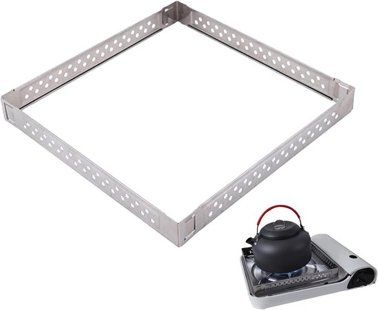 Kampeer Kook Windscherm - Windbescherming Buitenoven - Stabiliseren Vlam - Roestvrij Staal - 21.3 cm - Zilver