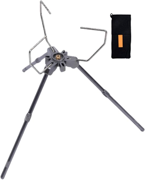 Kampeer Kookhouder - Fornuis Statief - Outdoor Koken - In Hoogte Verstelbaar - 325 x 37 x 37 cm - Zilver