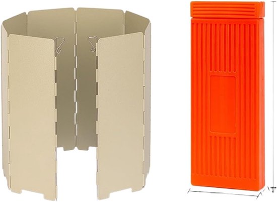 Kampeer Kookplaat - Windscherm Brander - Outdoor Koken - Opvouwbaar Staal - 9.5x24.5x3cm - Beige