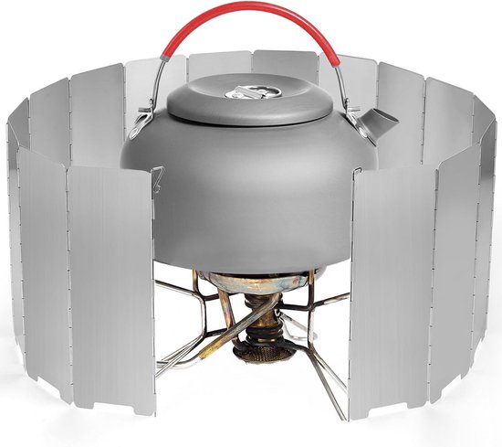 Kampeer Kookplaat Windscherm - Opvouwbaar Windscherm - Outdoor Koken - 16 Afneembare Platen - 24 x 8.5 cm - Zilver