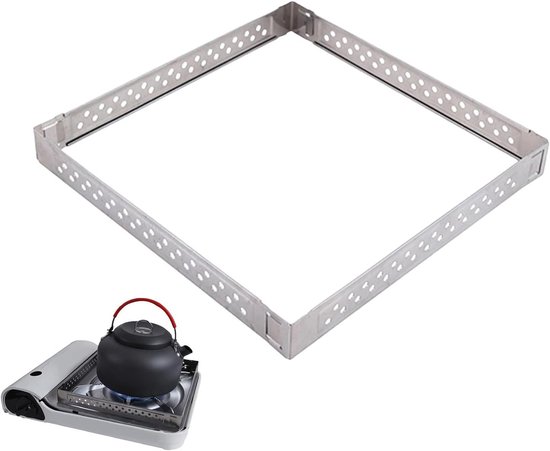 Kampeer Kookplaat Windscherm - RVS Windvanger - Buiten Koken - Hittebestendig Staal - 23 x 7 x 2.3 cm - Zilver